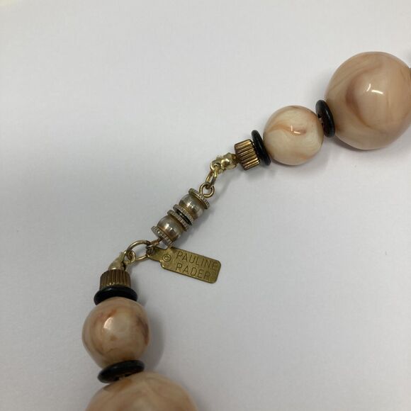 Pauline Rader Chunky Beaded Necklace Choker Style Vintage Earth tones & Black - Picture 3 of 11